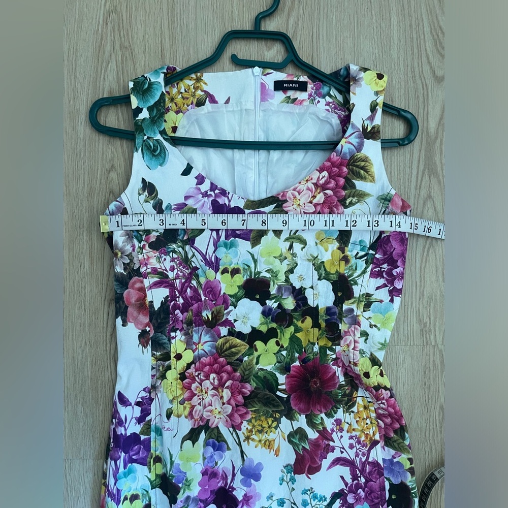 Riani Floral Sheath Dress White Purple Sz S - Picture 8 of 14